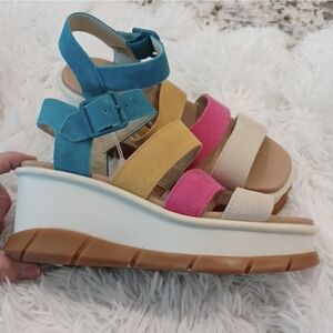 Sorel Joanie III ankle suede multi strap wedge women's sandals Size 7.5 NEW $165